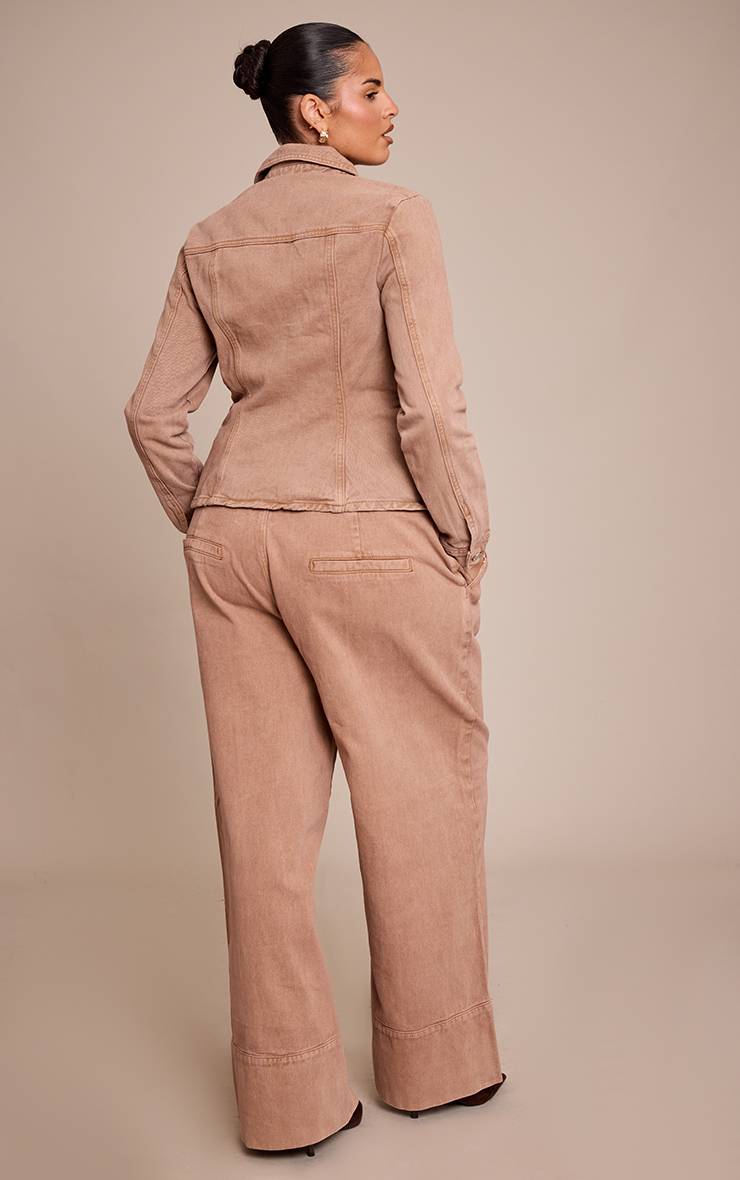 Taupe Jean Grande Taille À Revers Détaillés