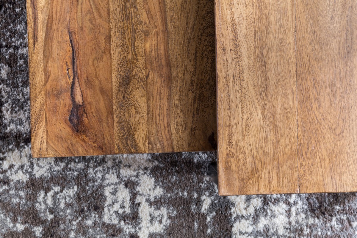 2er-Set Couchtisch - Sheesham massiv