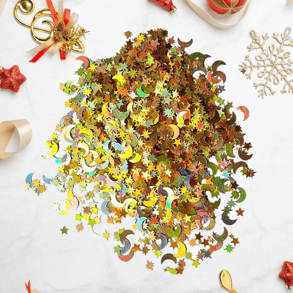 (15g) Konfetti Party Dekoration Streukonfetti Tischdekoration Hologramm Metallic Mond / Sterne - Gold