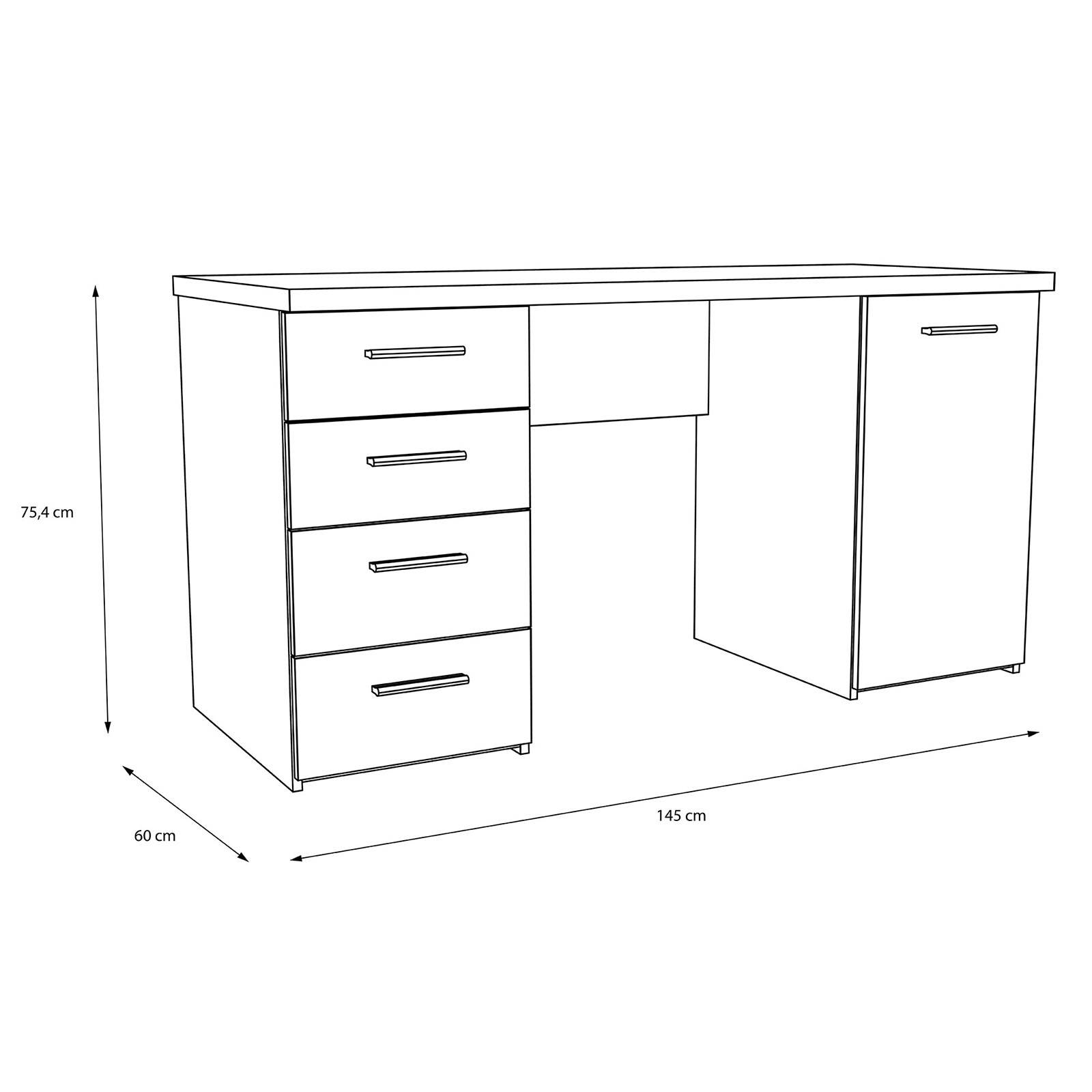 Schreibtisch - Eiche-grau - 145 cm breit