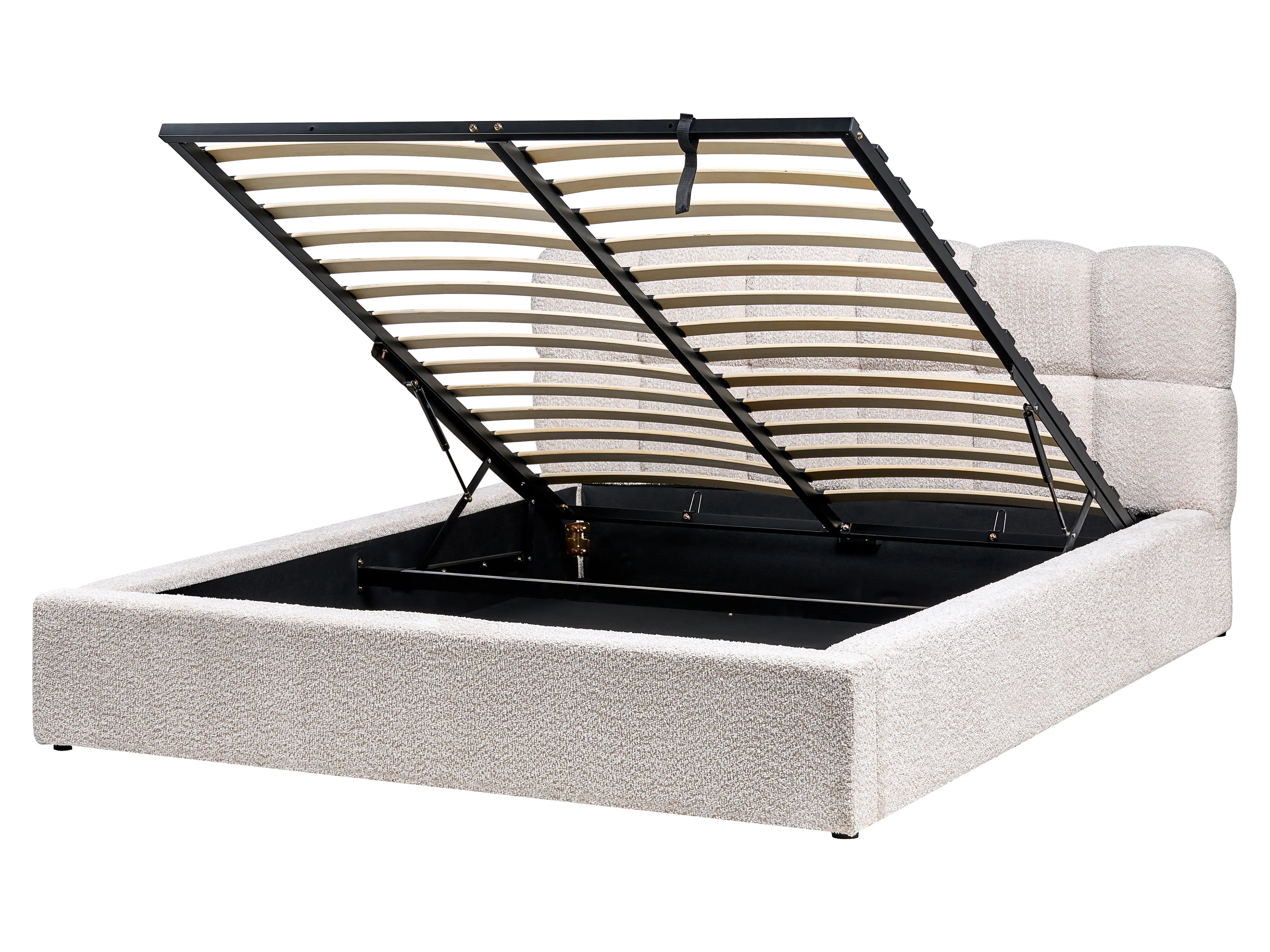 Bed met opbergruimte Bouclé BASTON 160 x 200 cm Lichtbeige