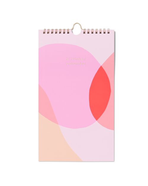 calendrier perpétuel d'anniversaires 28x16 rose