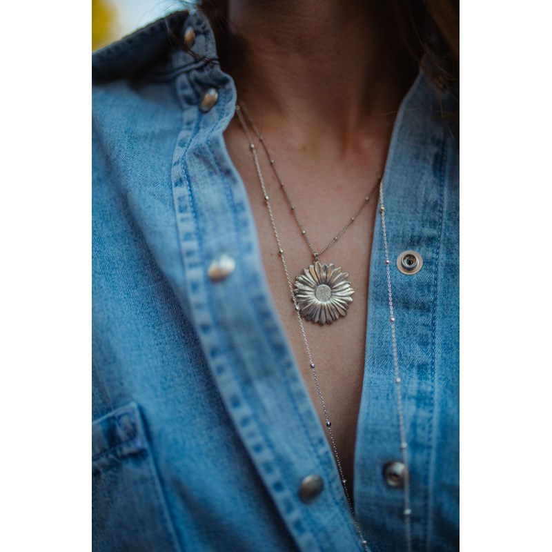collier fleur plaqué argent - MAÏA