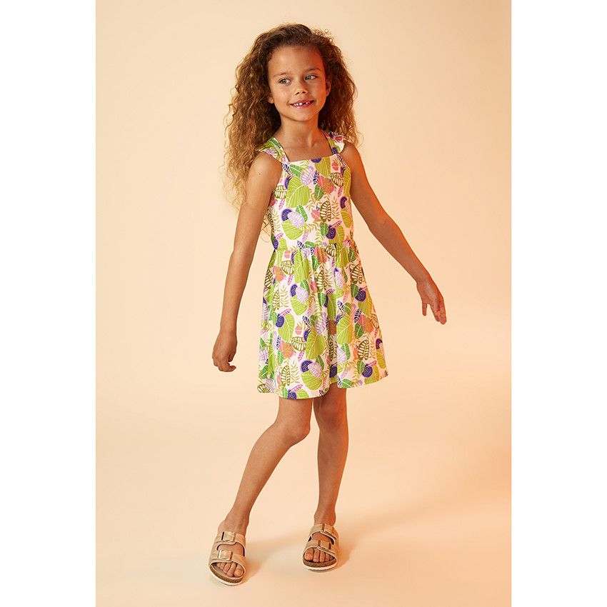 Robe à bretelles croisées imprimé tropical pour fille - Blanc