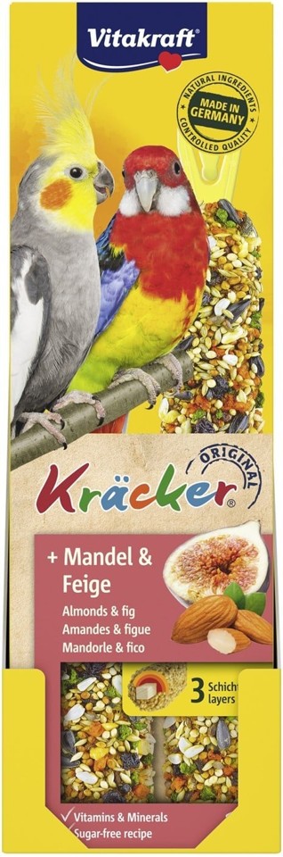 Vitakraft - Bird treats - 8 x Kräcker almond and fig, for parakeets (bundle)