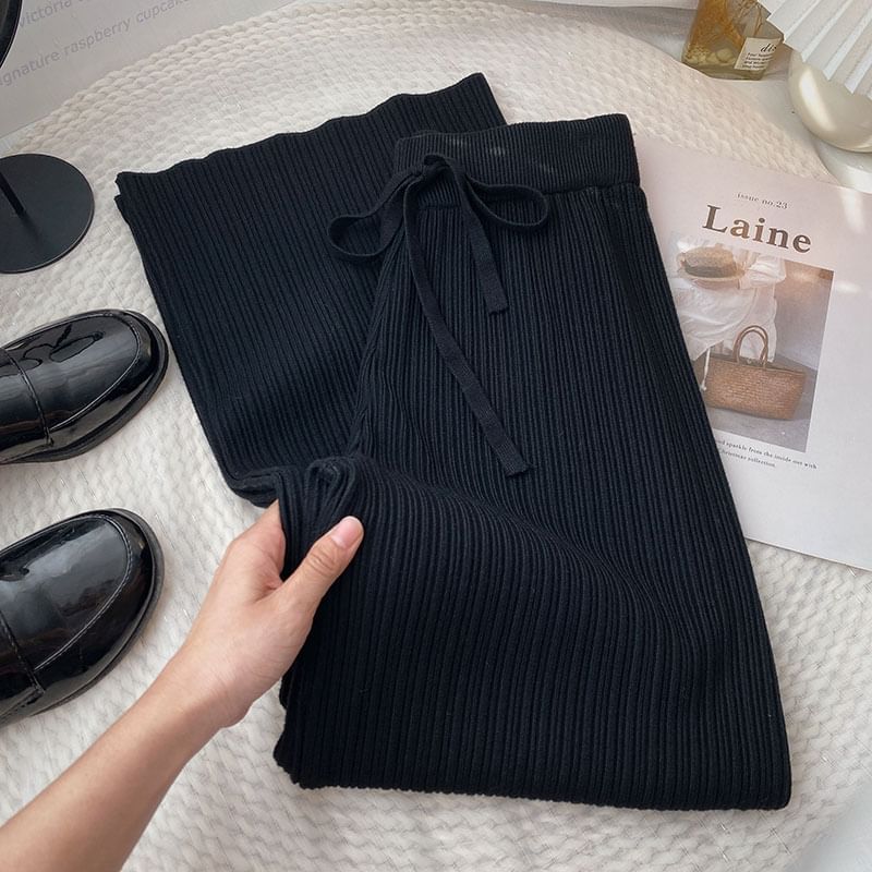 DIYI - Hoge taille effen gebreide losse broek