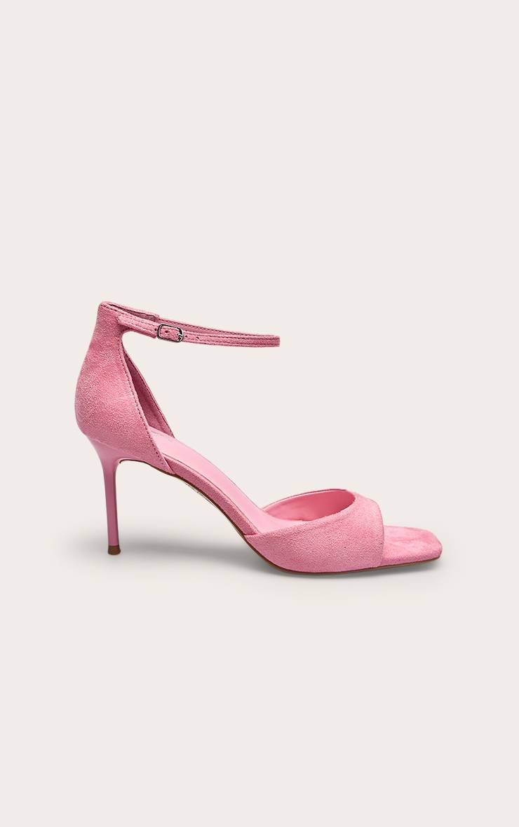 Rose Sandales À Talons Minimalistes À Bout Carré Imprimé Synthétique