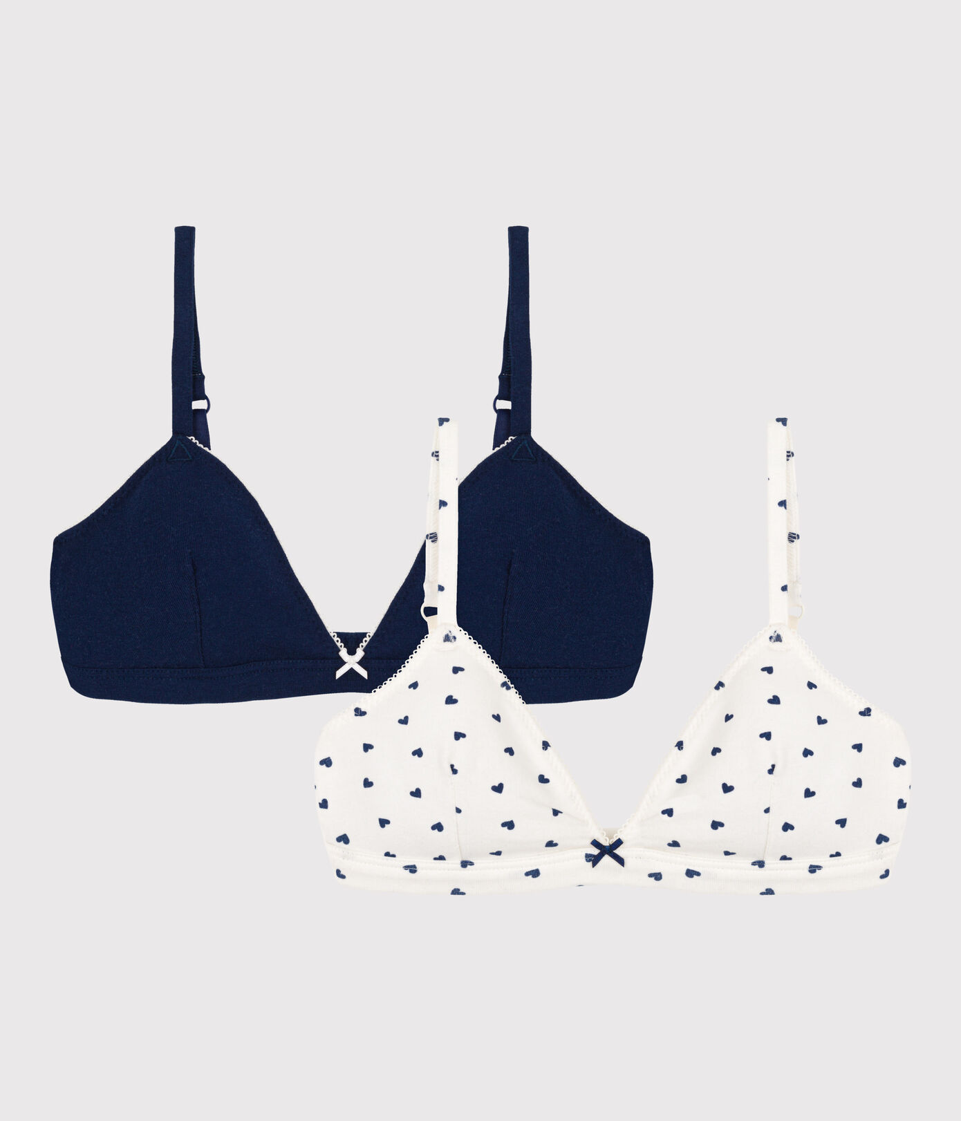 Lot de 2 soutiens-gorge coeur fille en coton et élasthanne