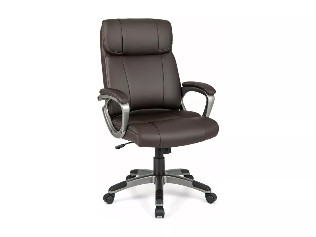 Fauteuil de Bureau Ergonomique, Chaise de Bureau en Cuir PU, à Bascule, Hauteur Réglable, Fauteuil de Gamer, Chaise de Travail Pivotant, Charge Maximale 160 kg, Marron