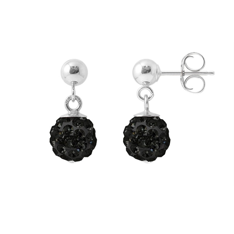 Boucles d'Oreilles - Cristal noir - Argent 925