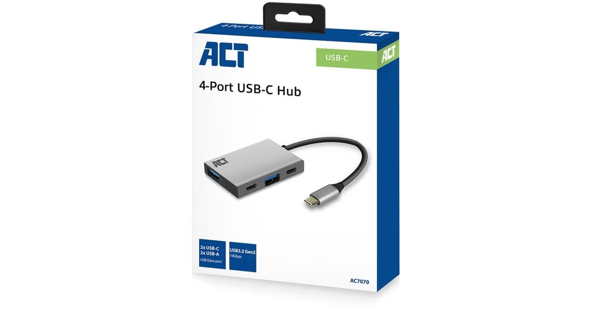 ACT ConnectivityUSB-C Hub 4-Port met 2x USB-C en 2x USB-A usb-hub  (Grijs, 10Gbit/s)
