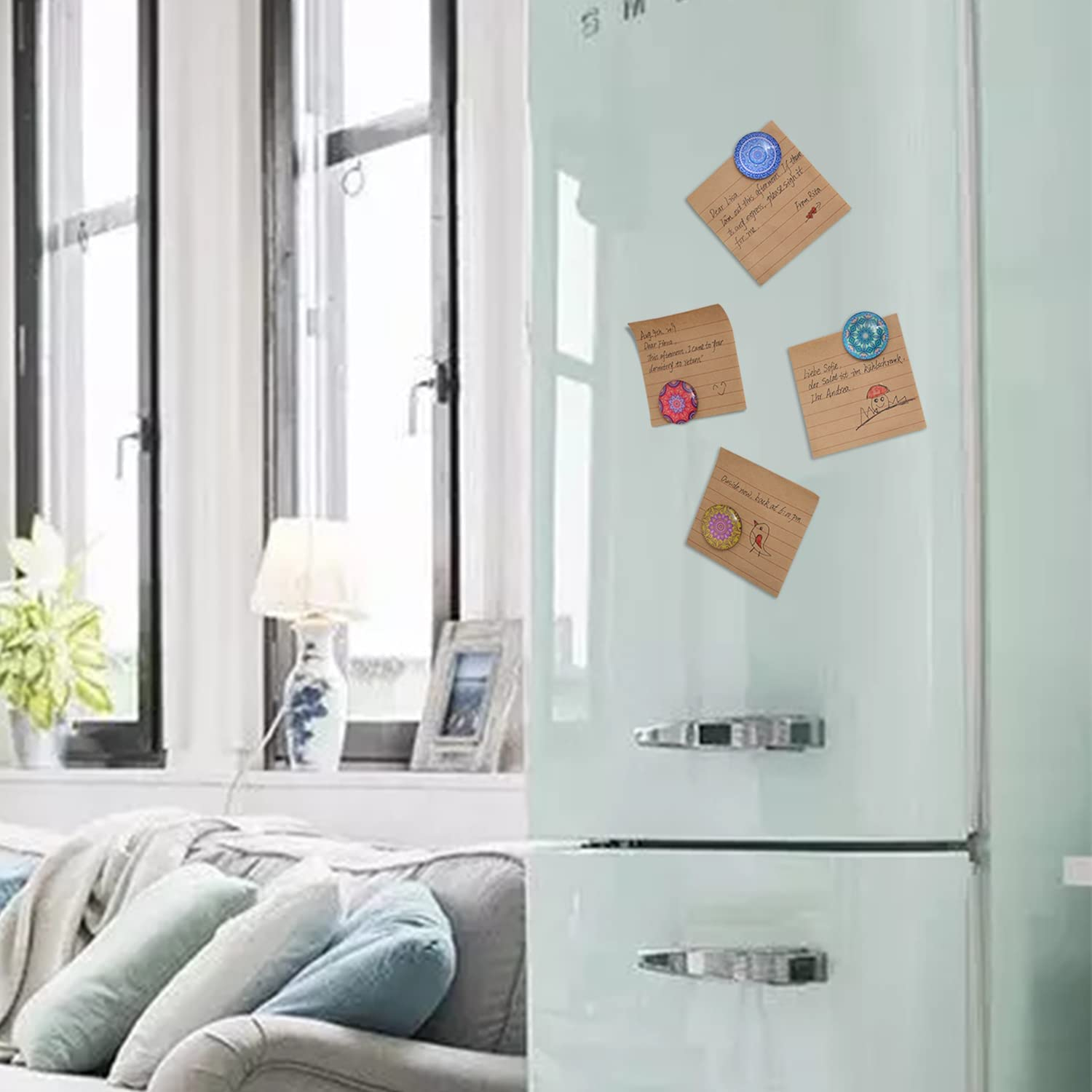 (20er Set) Ø3cm 3D Glas Magnet Deko Notizmagnet für Whiteboard   Kühlschrank - Mandala