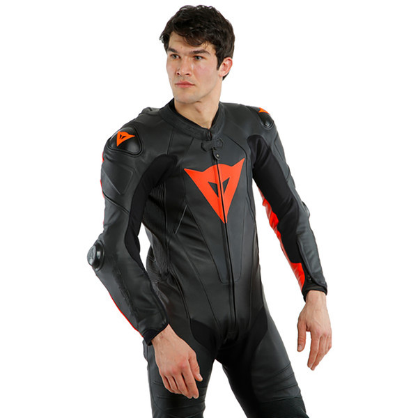 Dainese - Combinaison Laguna Seca 5 Perforée - 1 pièce Noir / Rouge fluo
