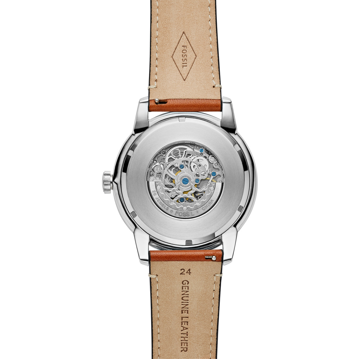 Montre Fossil homme automatique acier cuir marron