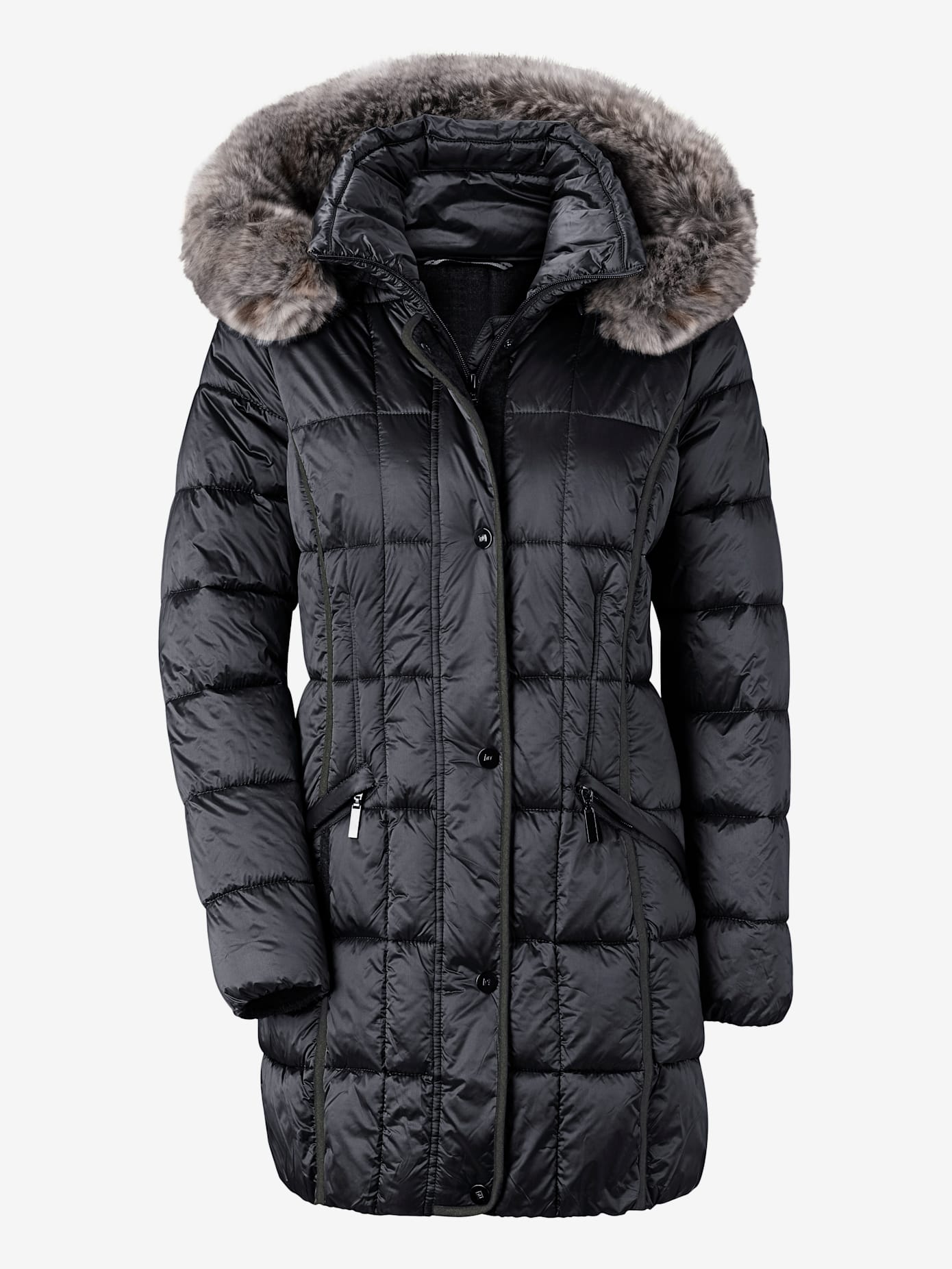 Manteau rembourré aspect brillant avec capuche en fausse fourrure
