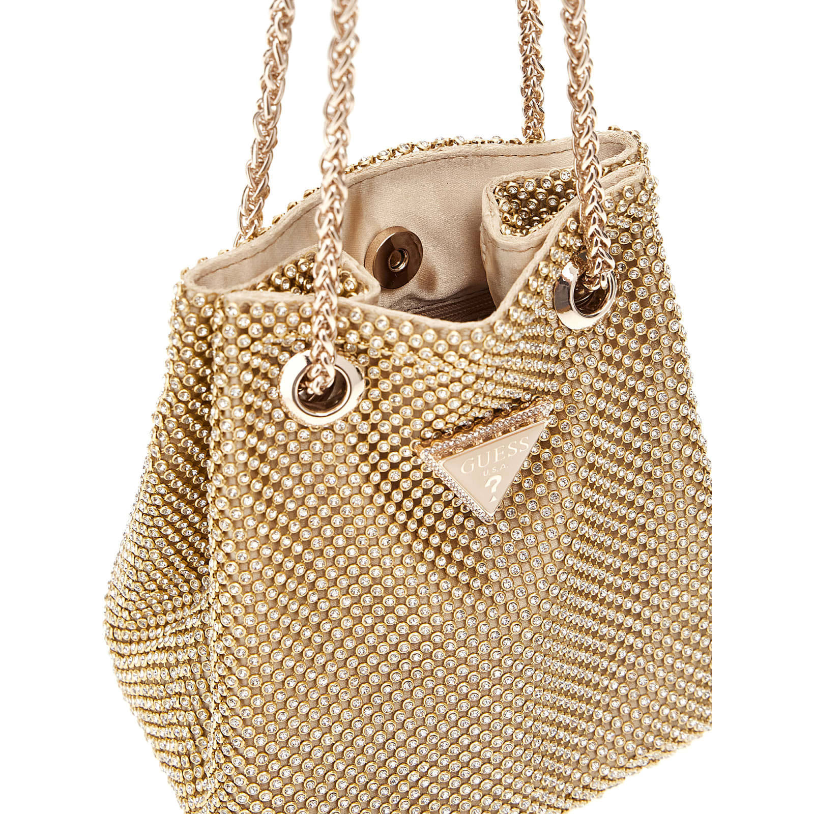 GUESS handtas met strass Zalina goudkleurig