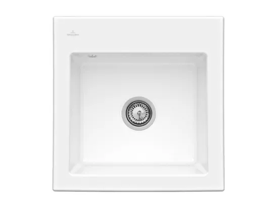 Evier VILLEROY ET BOCH Subway 50 S 52,5 x 51 cm sans egouttoir Blanc CeramicPlus avec vidage manuel