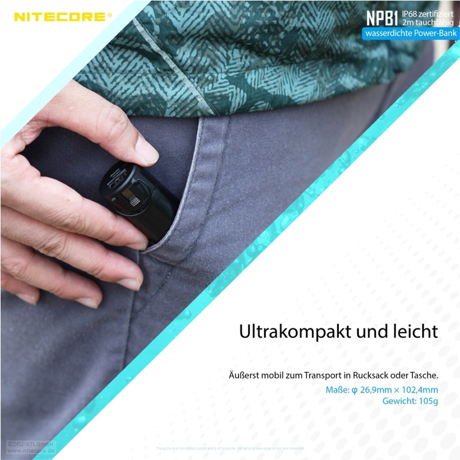 Nitecore Powerbank NBP 1 5000 mAh wasserdicht