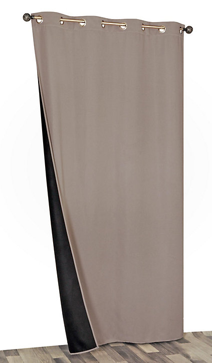 Rideau thermique 100% polyester avec œillets l.140 x H. 240 cm marron taupe