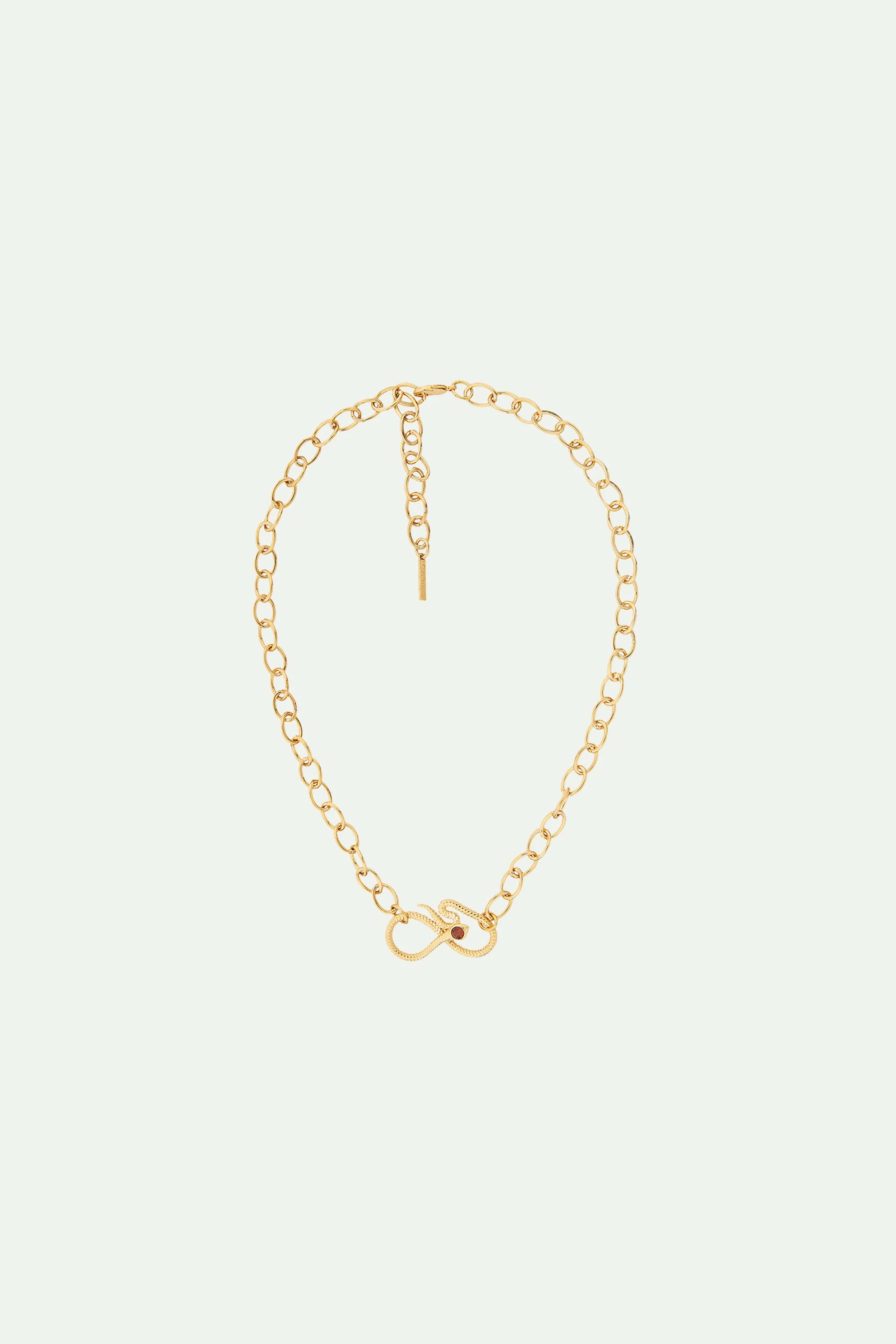 Collier plastron chaîne maille ovale et serpent égyptien | Jaune