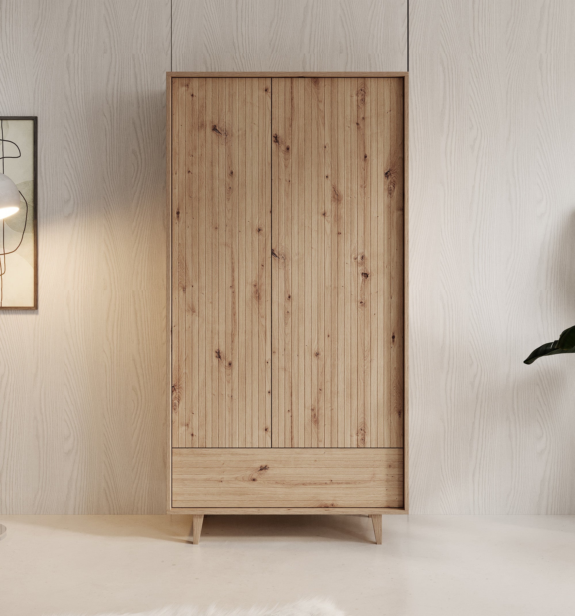 Meubella - Kledingkast Fuzeta - Eiken - 92 cm
