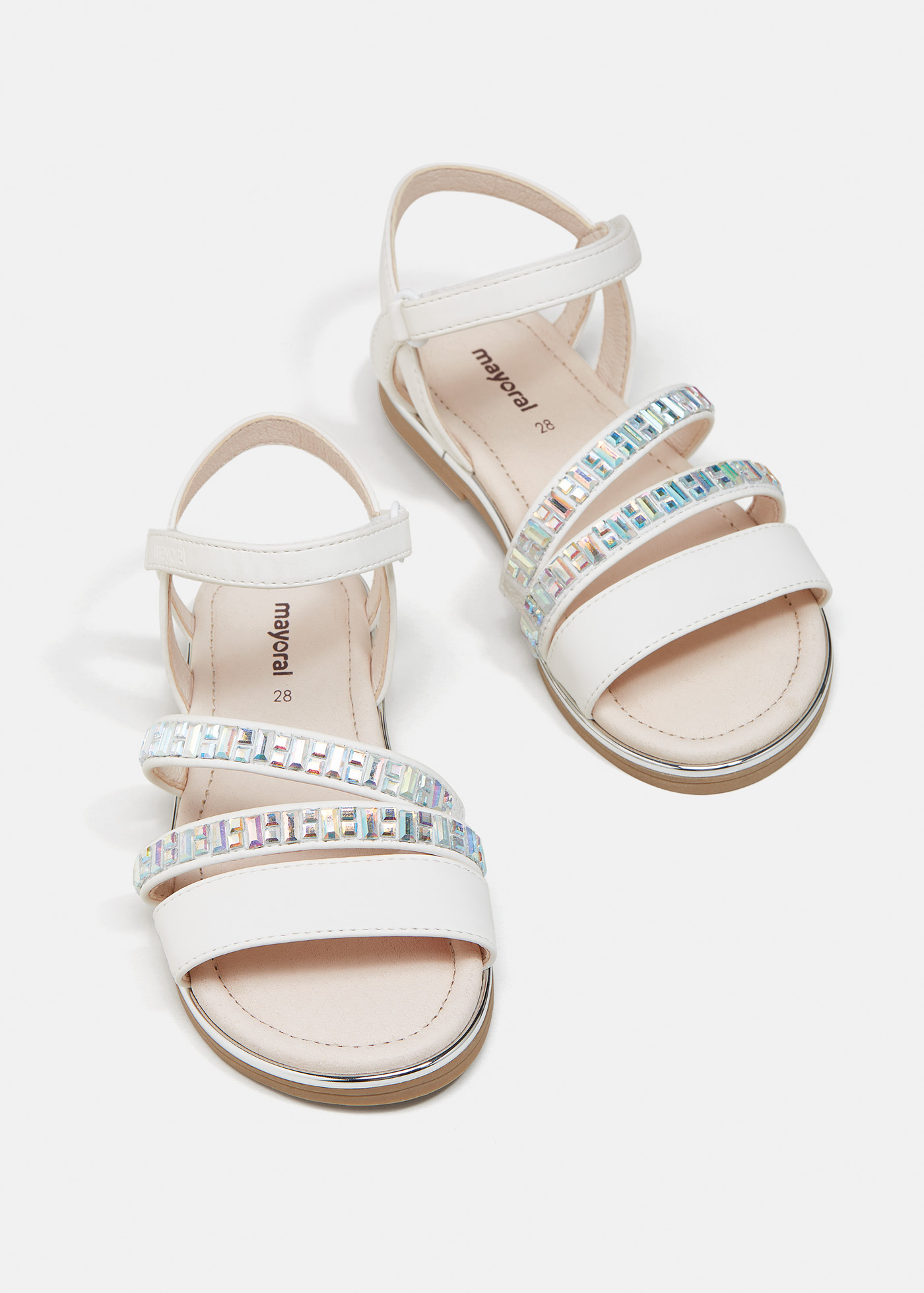 Sandália com glitter e fecho de velcro para meninas