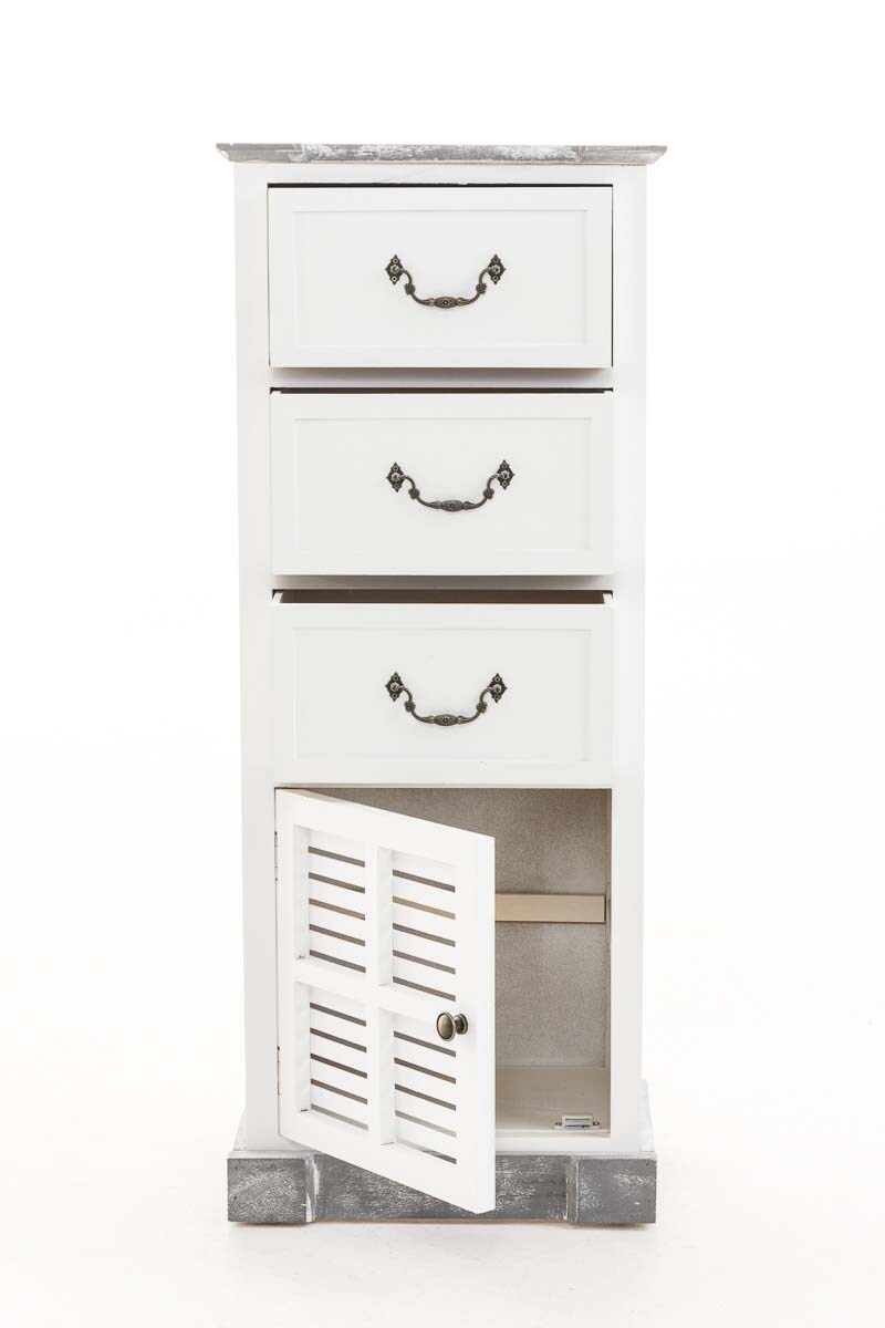CLP Schubladenkommode PARANA im Landhausstil IHolzkommode mit drei Schubladen und einer Tür I Highboard im Landhausstil