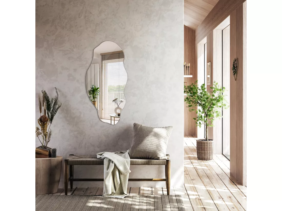 Miroir mural décoratif - Irrégulier - pour la chambre, le salon - 40 cm x 80 cm