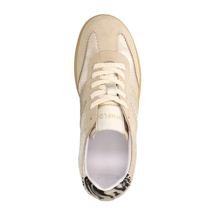 Gouden leren sneakers met zebra details