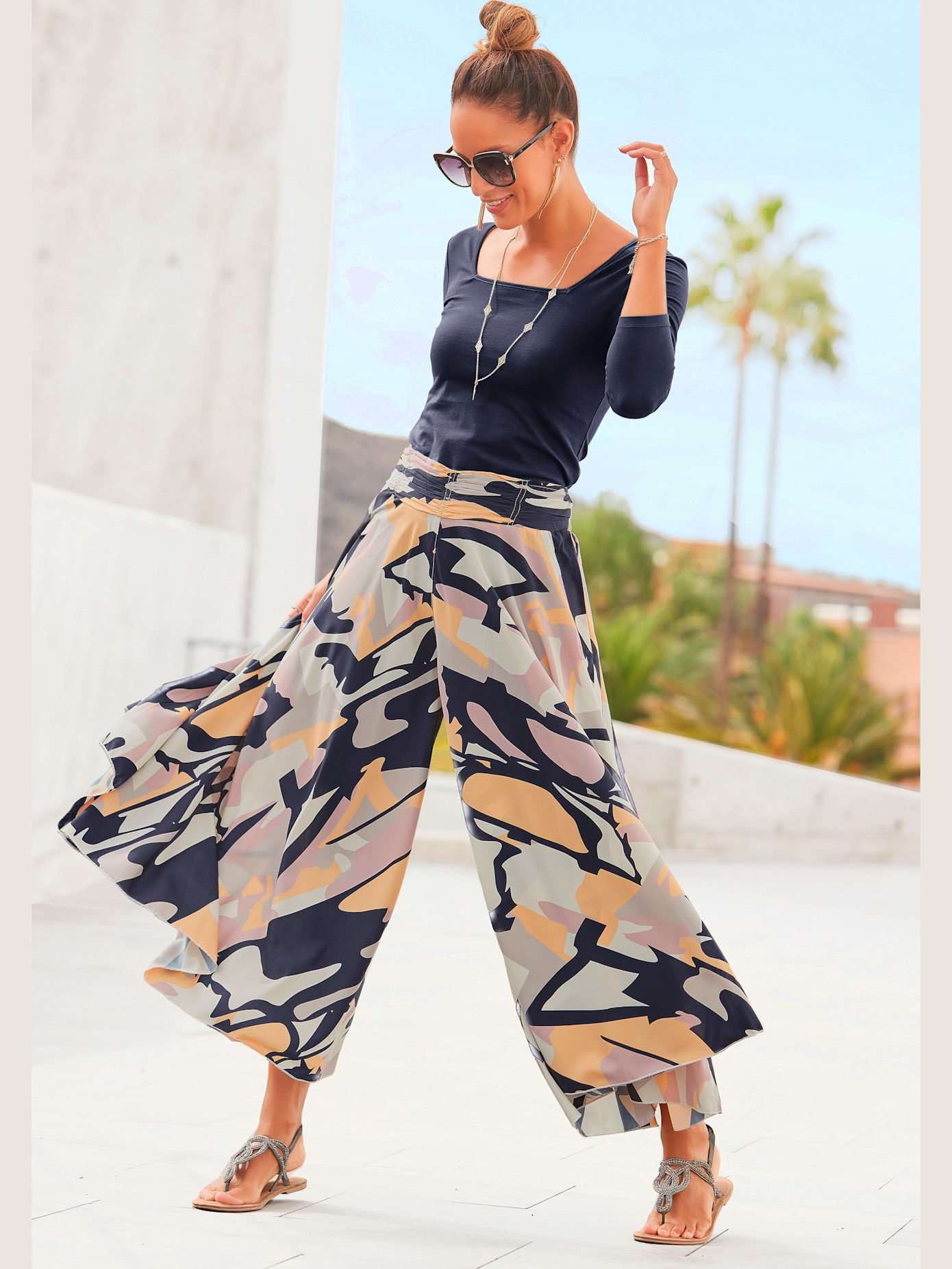 Jupe-culotte jambes extra-larges, style jupe