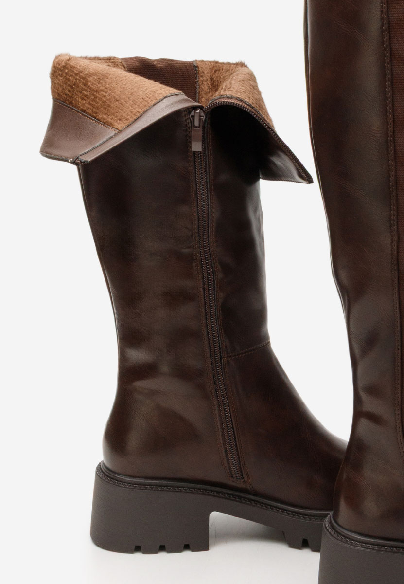 Bottes hautes femme plates brunes Calipso