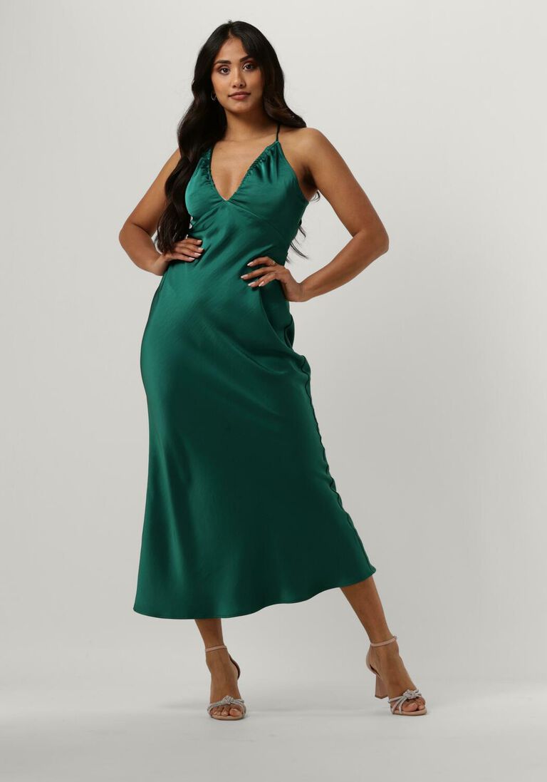 NEO NOIR groene neo noir midi jurk jolly heavy sateen dress