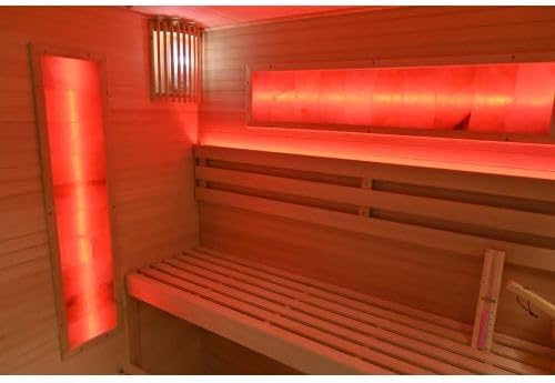 SANOTECHNIK Sauna LUXOR1 – Sauna & Infrarotsauna für 2 Personen 120×120×190cm, Harvia3,5kW Ofen, LED‑Licht, 8mm ESG‑Glas – Art.Nr. SB50120