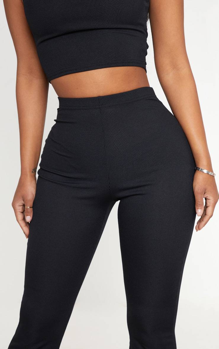 Noir Pantalon Évasé Côtelé Sculptant