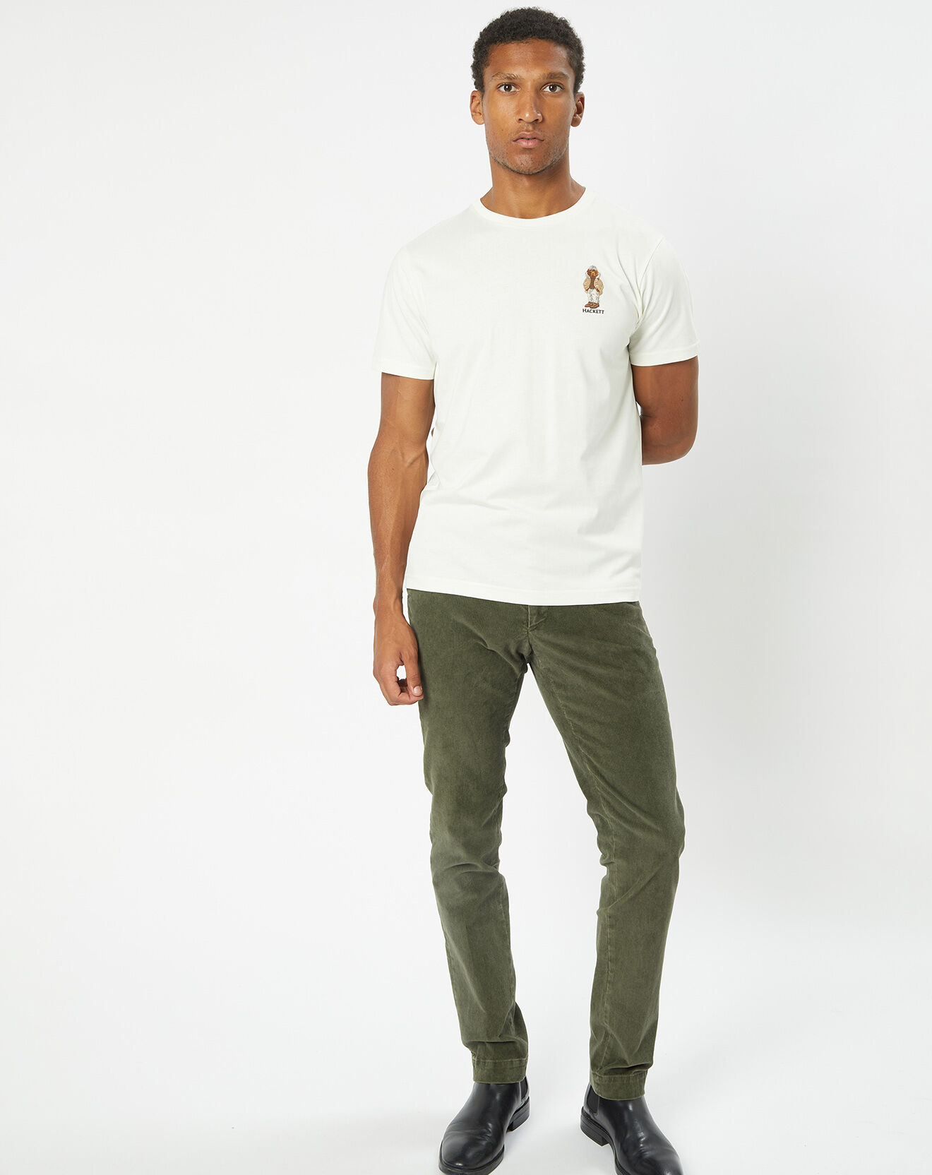 Hackett London T-Shirt uni Dog Chrismas écru