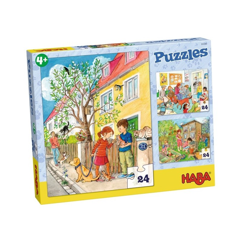 3 puzzles - animaux domestiques
