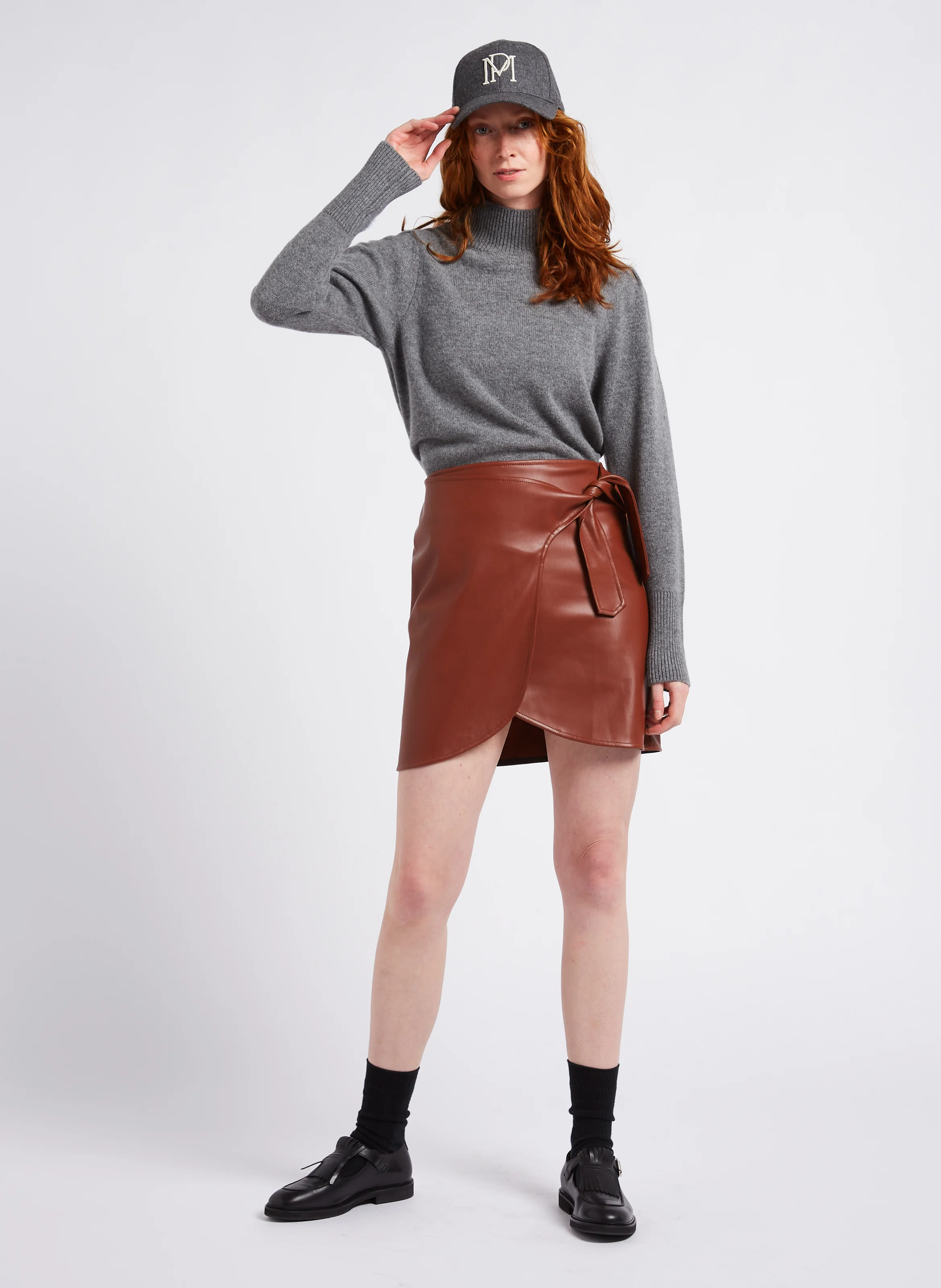 MATHIS - Pull droit col montant en laine et cachemire | Gris