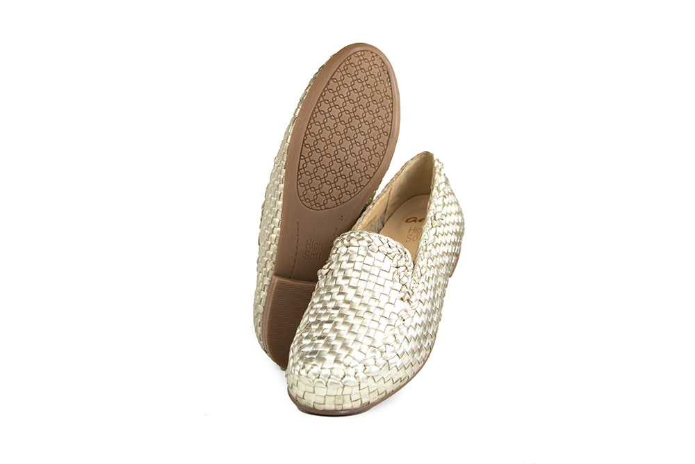 Ara Loafer Platin Metallic Vlecht