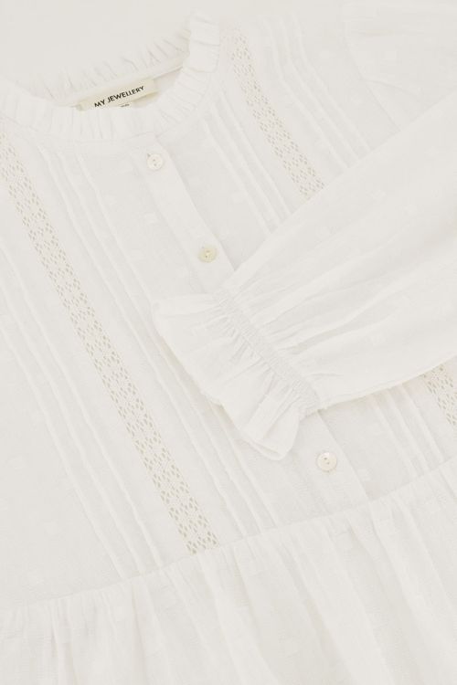 Witte blouse met pintucks & peplum