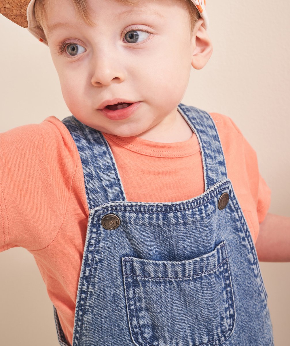 T-SHIRT BÉBÉ GARÇON CORAIL EN COTON BIO AVEC POCHE