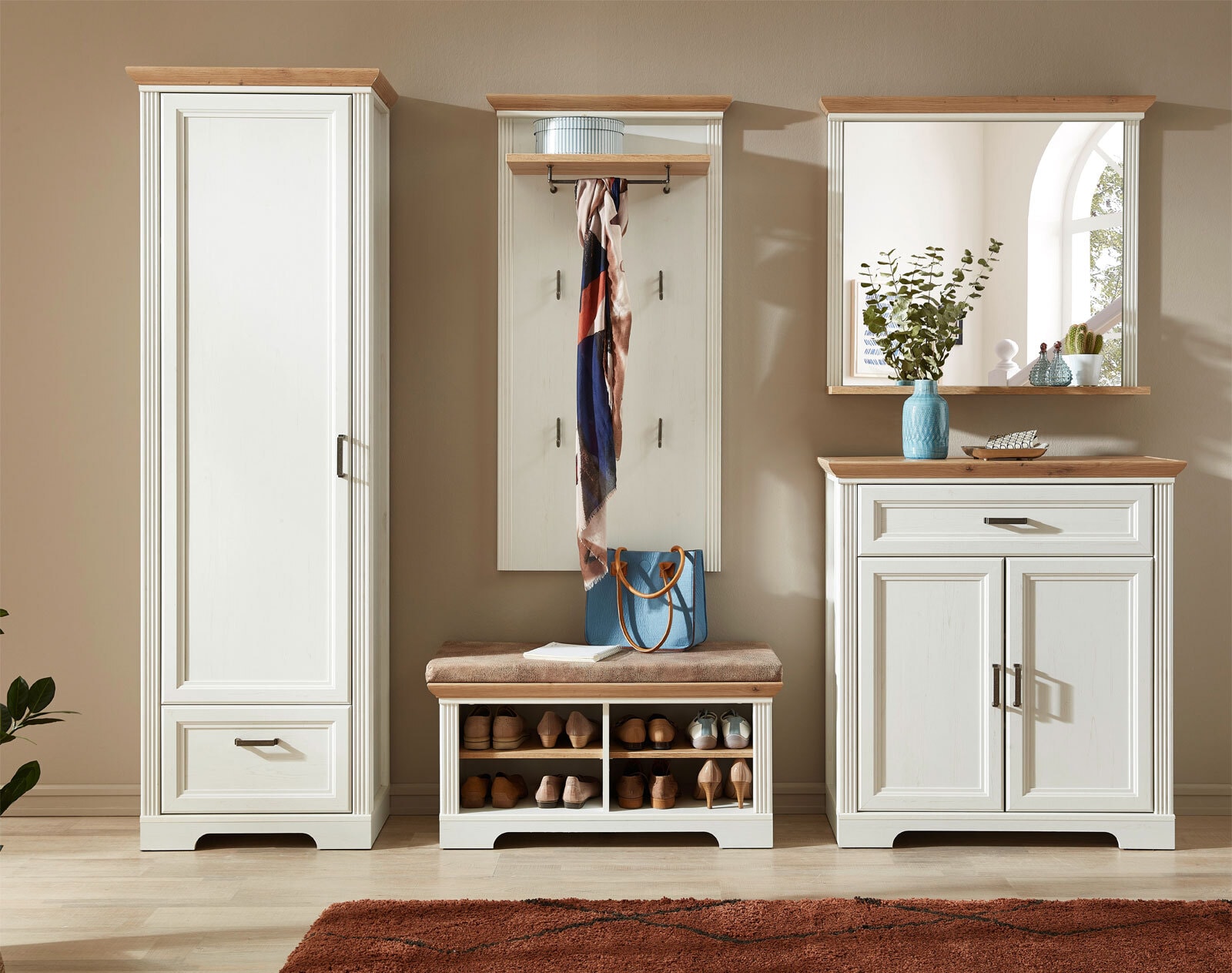 Schuhschrank VITO Jamin, 41 x 93 x 102 cm Holznachbildung weiß