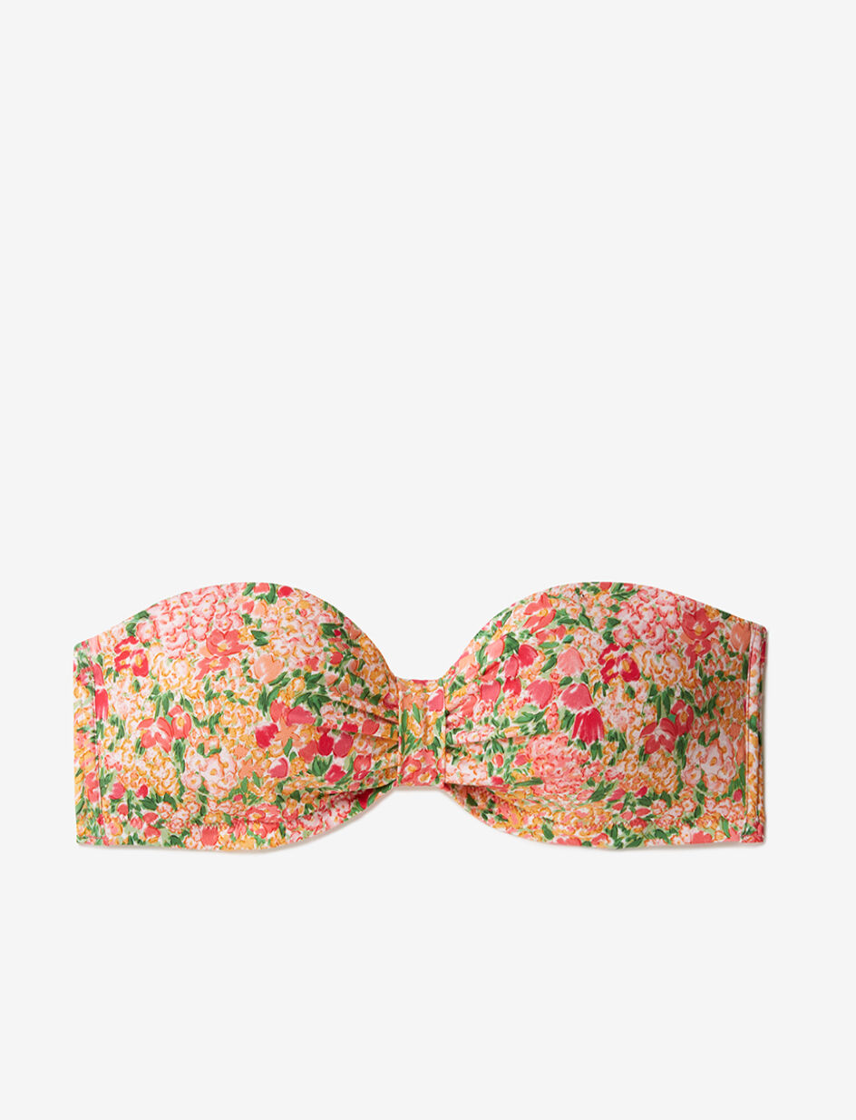 Haut de maillot de bain bandeau sans armatures paddé - jardin rose vitamine