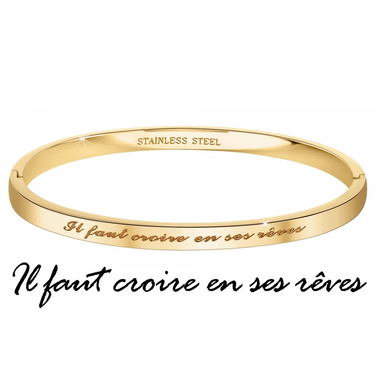 Il faut croire en ses rêves - Bracelet SC Crystal en Acier Finement doré
