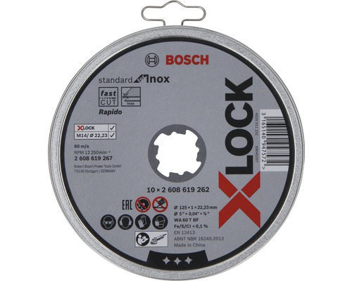Doorslijpschijf, 10-pack, Ø 125x22,23x1 mm, standaard voor roestvrij staal, X-LOCK-opname