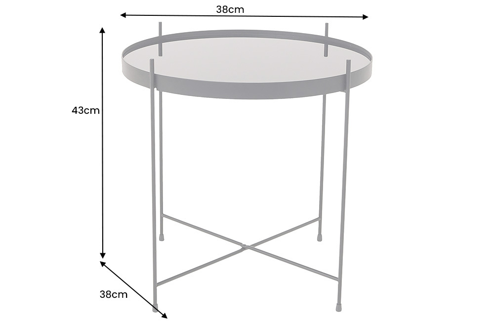 Runder Couchtisch ELEGANCE 45cm anthrazit Glas schwarz Metallgestell