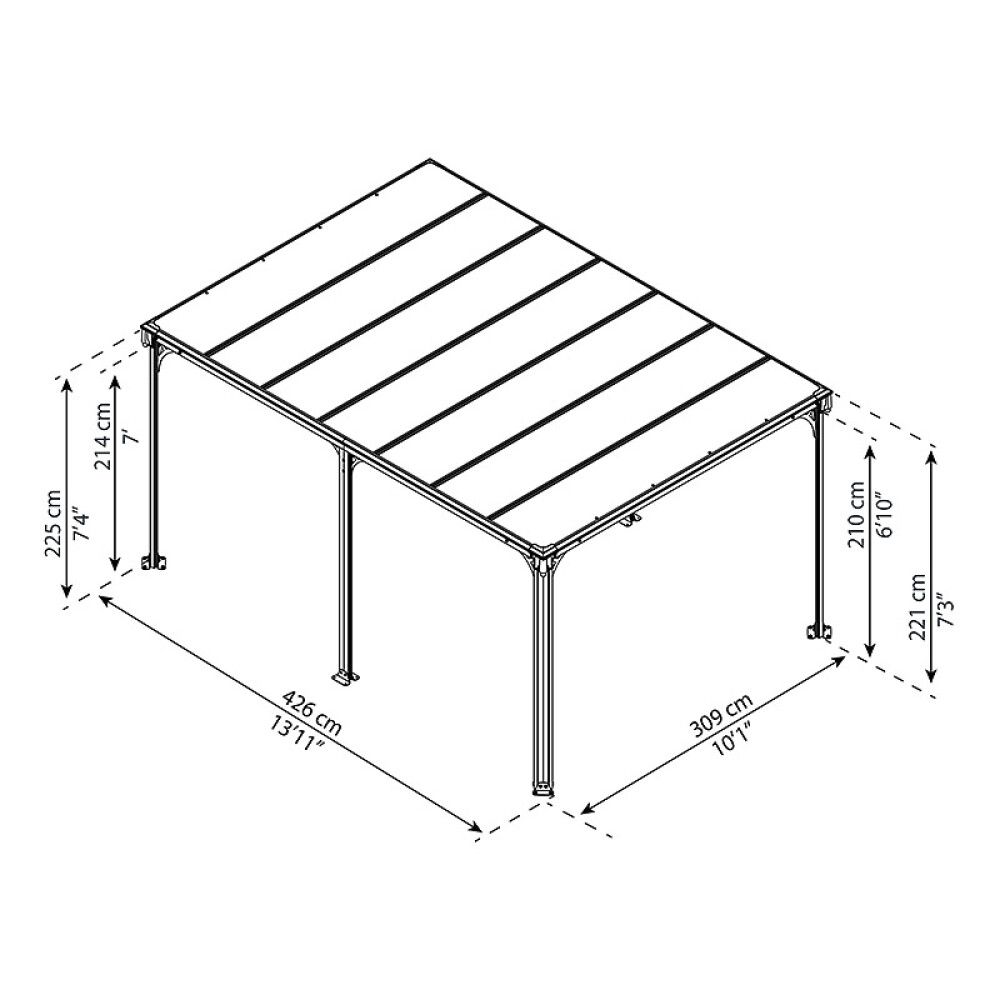 PAVILJONG CANOPIA MILANO HARDTOP 3X4M BRONSE/GRÅ