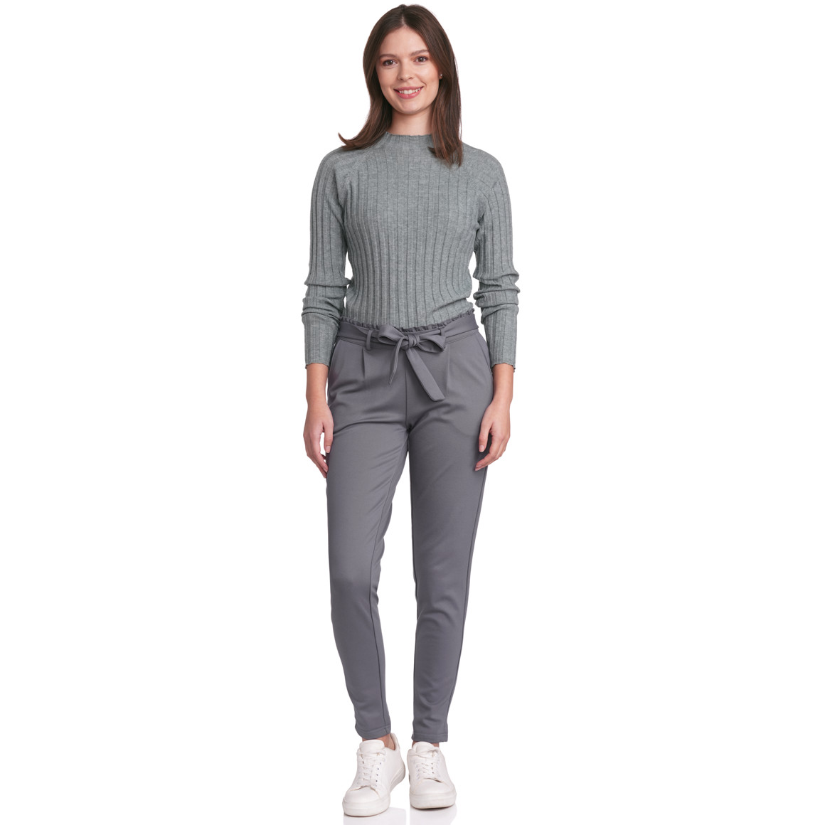 Gina Damen Jogpants mit Bindeband grau