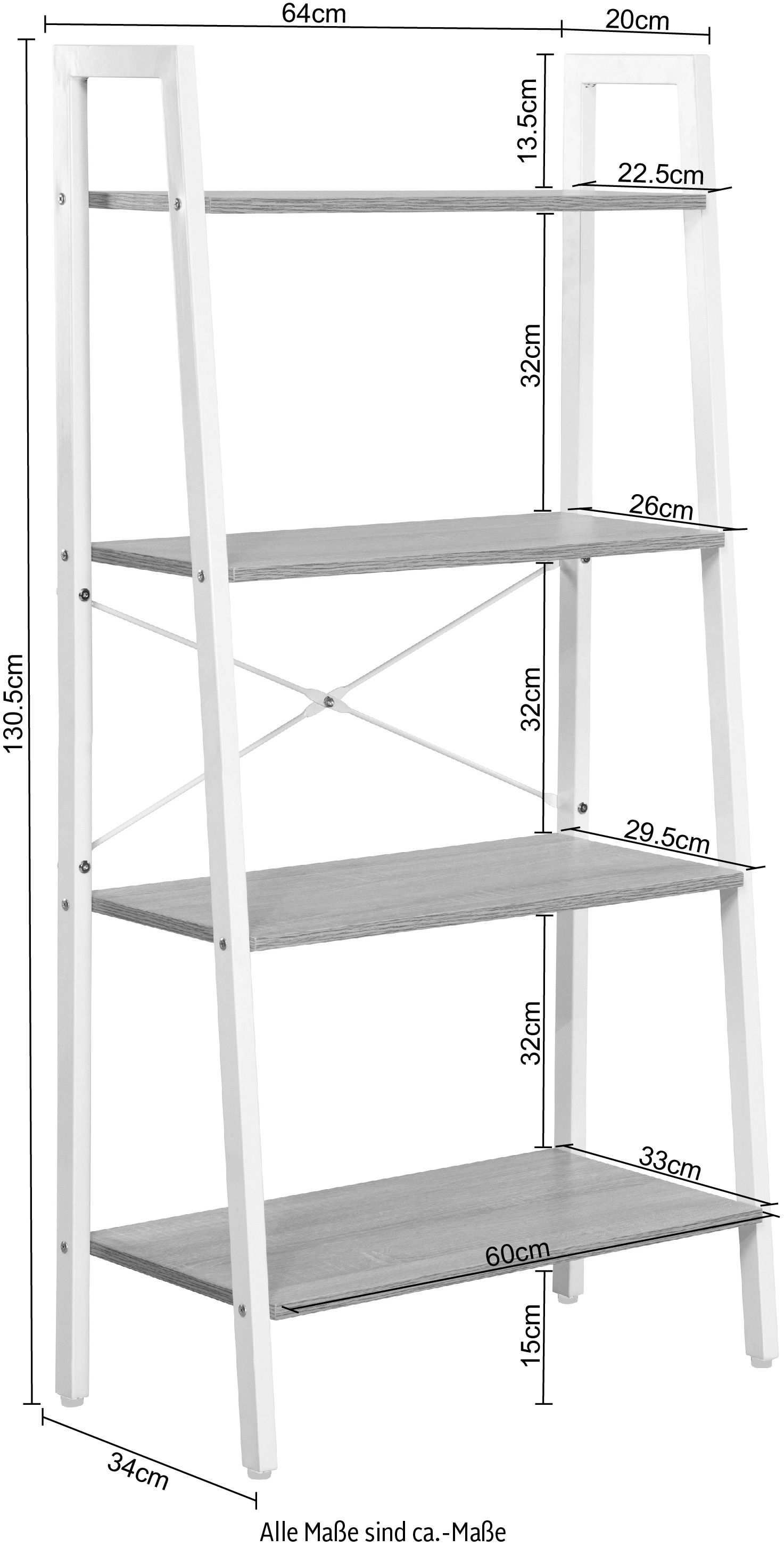 Home affaire Aktenregal »COWELL, Bücherregal,« asymetrisches Metallgestell, 64x130,5 cm, FSC®-zertifiziert