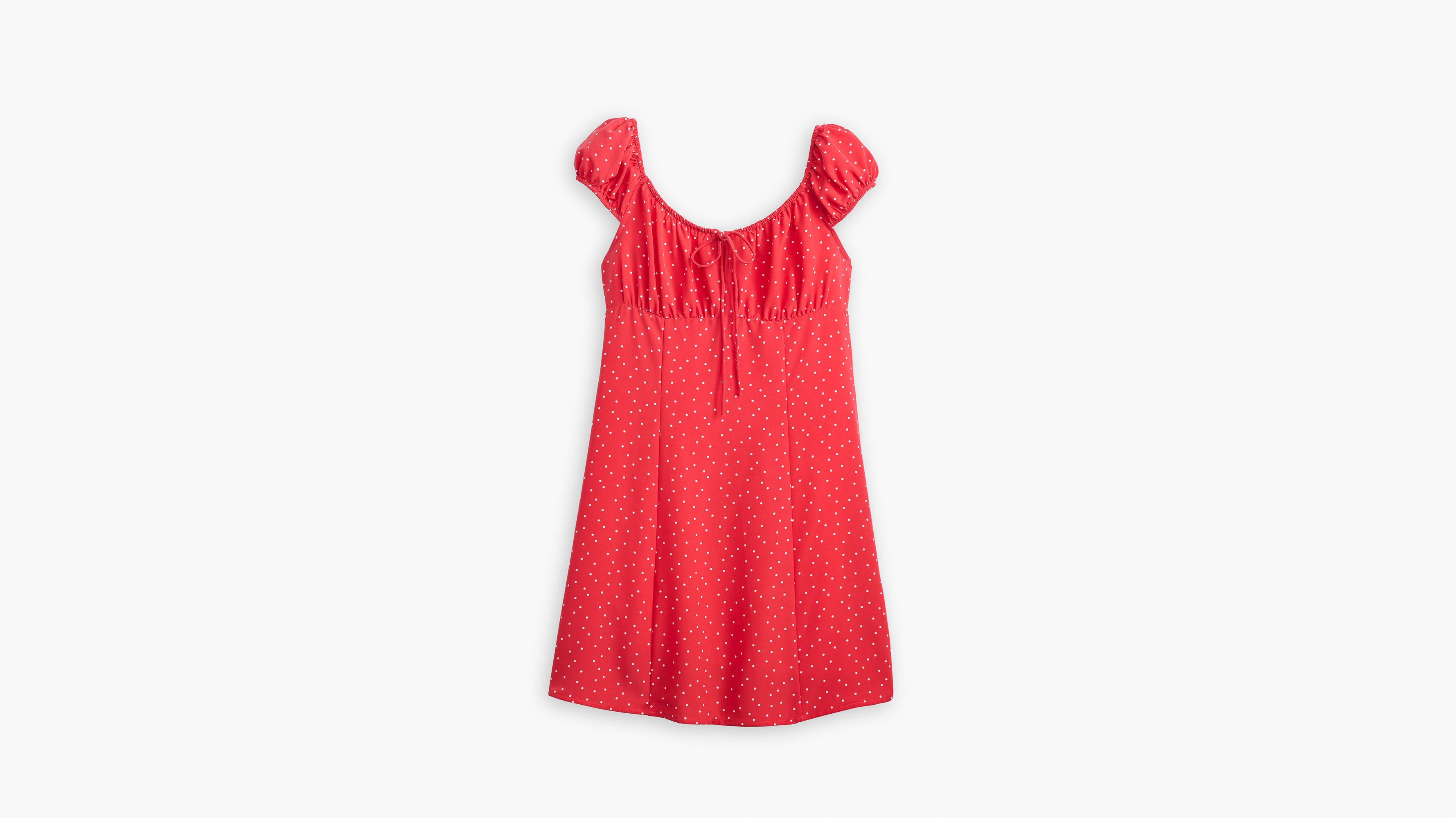 Robe à mancheron Clementine - Galia Dot Coral Red - Rouge