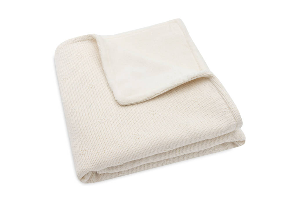 wiegdeken Cosy Knit - Ivory/Velvet